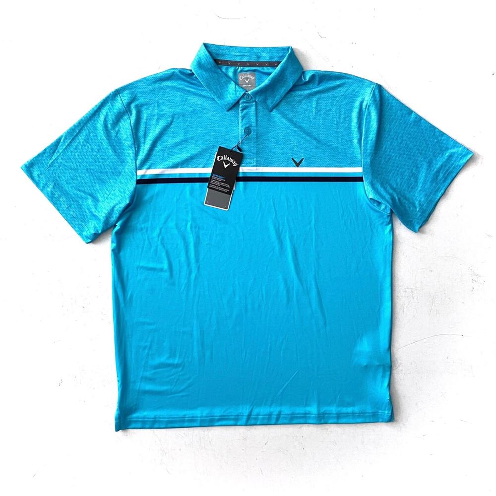 Callaway Nwt Polo Shirt Opti-Dri River Blue Striped Golf Shirt XXL 2XL